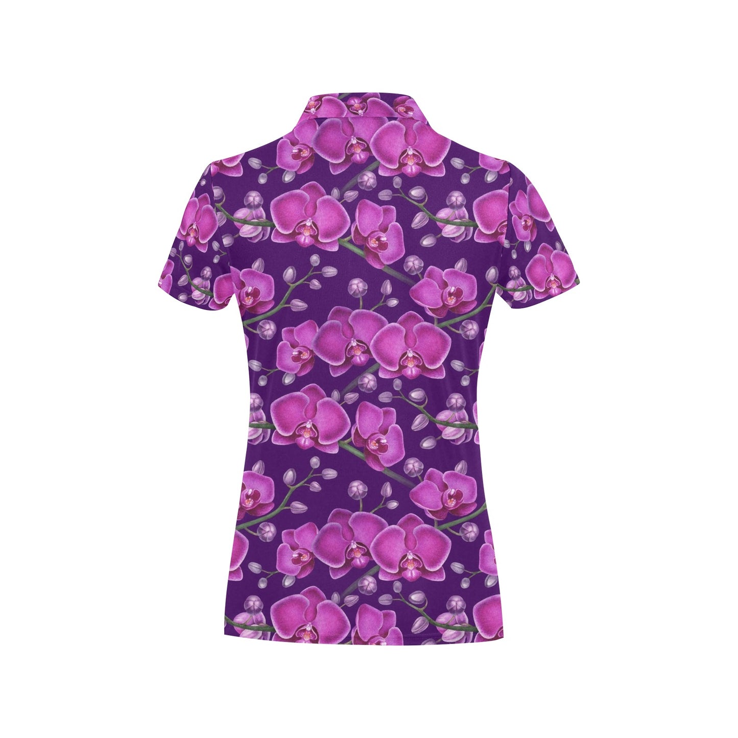 Orchid Purple Pattern Print Design OR02 Women's Polo Shirt