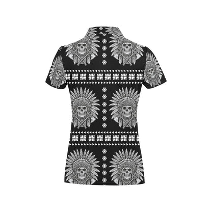 Native American Indian Skull Women's Polo Shirt