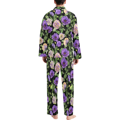 Lisianthus Pattern Print Design LT02 Men's Long Pajama Set