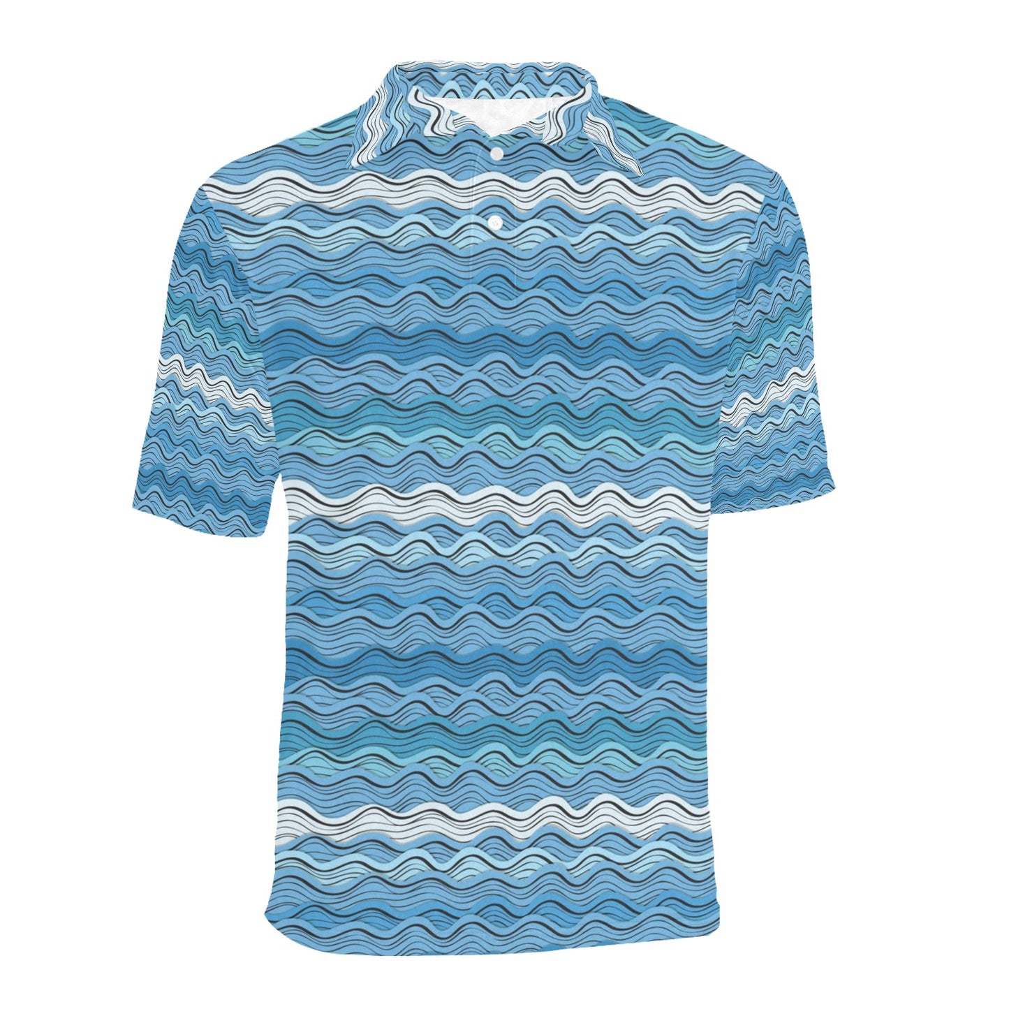 Wave Print Design LKS301 Men Polo Shirt