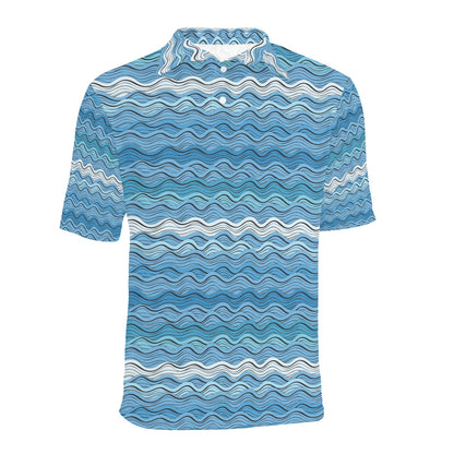 Wave Print Design LKS301 Men Polo Shirt