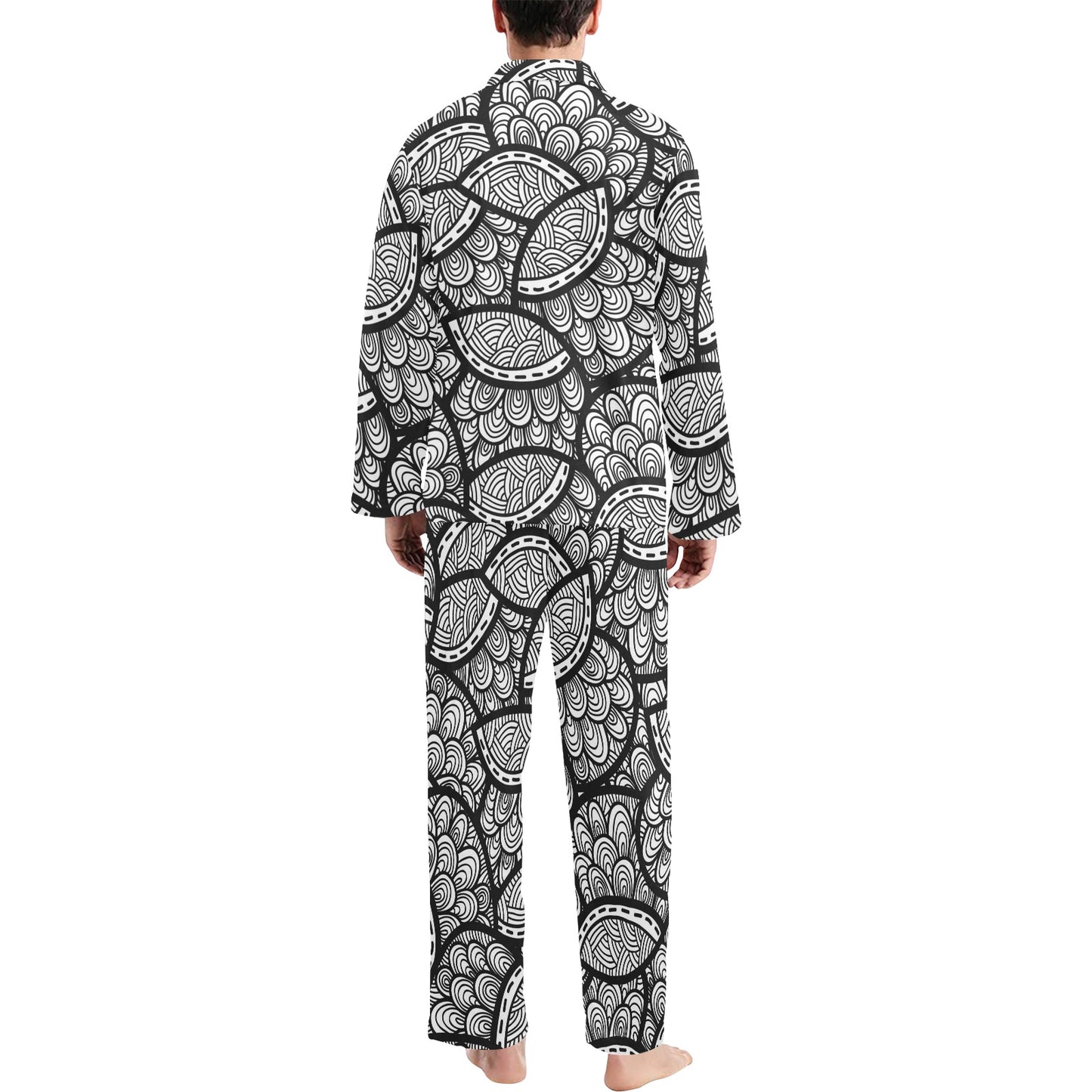 Polynesian Pattern Print Design A01 Men's Long Pajama Set
