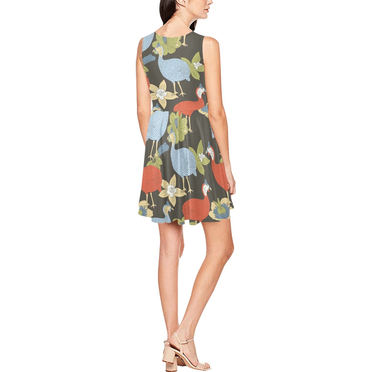 Guinea Fowl Pattern Print Design 02 Sleeveless Dress