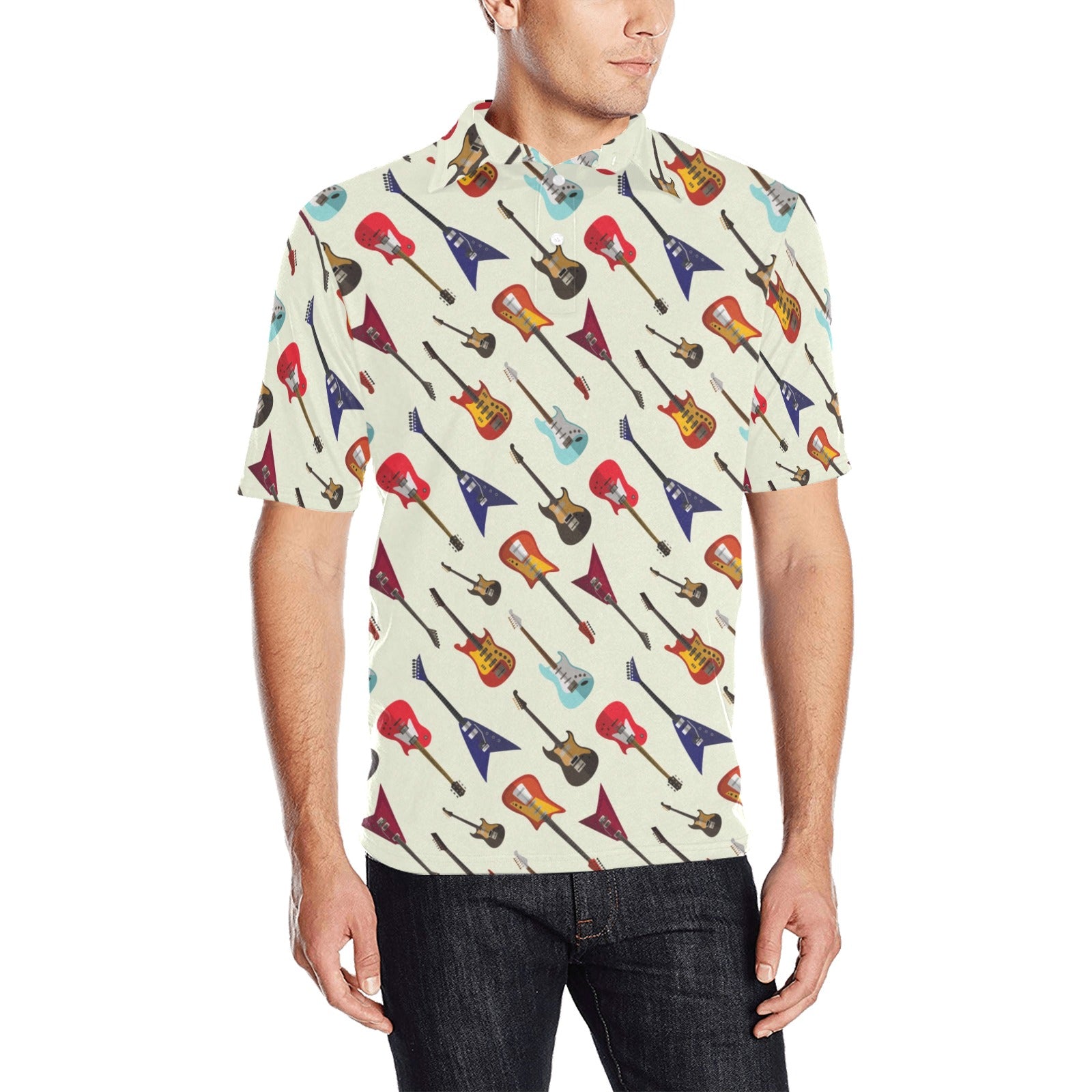 Electric Guitar Print Design LKS404 Men Polo Shirt