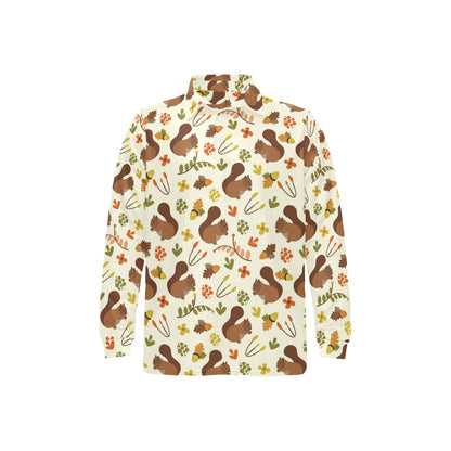 Squirrel Print Design LKS3010 Long Sleeve Polo Shirt For Men's