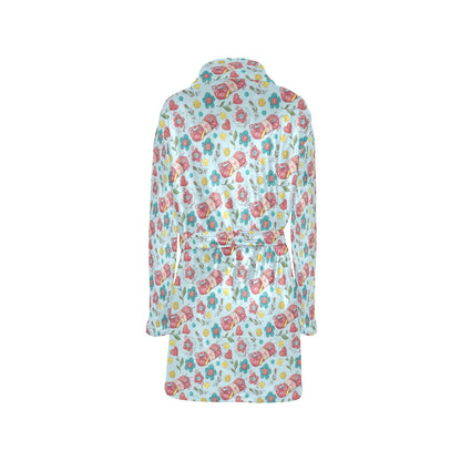 Crochet Pattern Print Design 01 Women's Fleece Robe