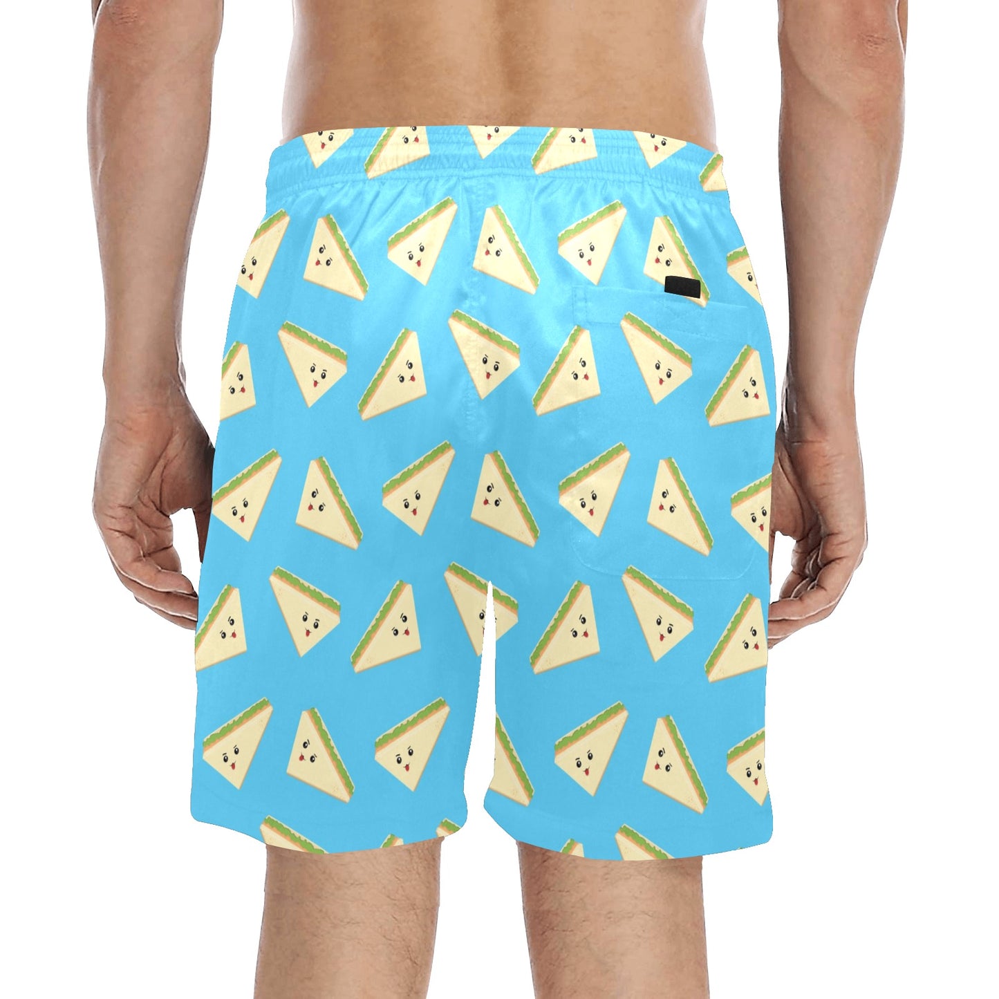Sandwich Emoji Print Design LKS305 Men's Swim Trunks Beach Shorts