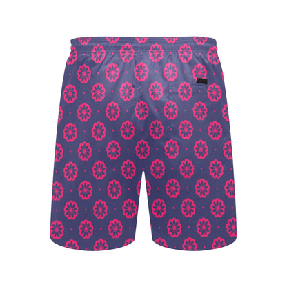 Water Lily Print Design LKS301 Men's Swim Trunks Beach Shorts