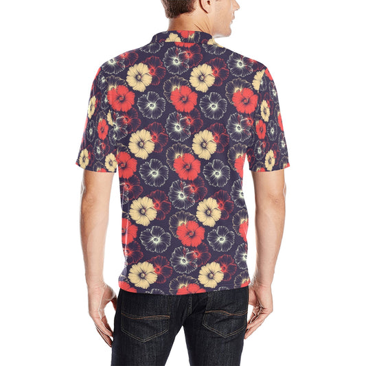 Tropical Flower Print Design LKS302 Men Polo Shirt