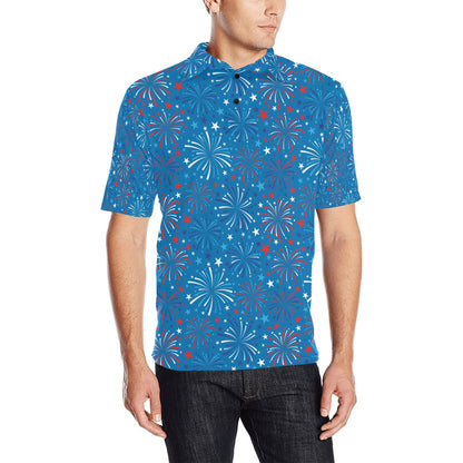 Firework Celebration Print Design LKS304 Men Polo Shirt