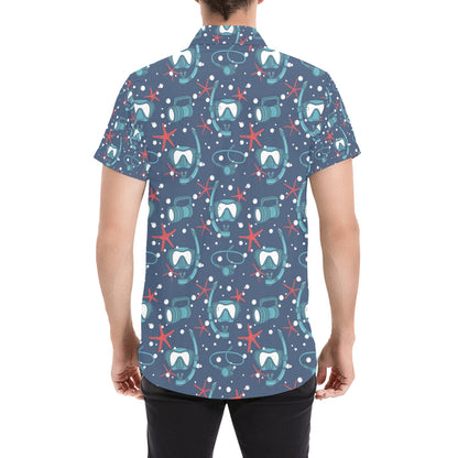 Scuba Equipment Print Design LKS302 Men Short Sleeve Button Up Shirt