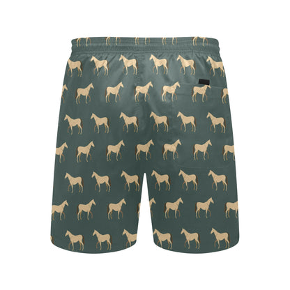 Horse Classic Themed Pattern Print Men's Swim Trunks Beach Shorts