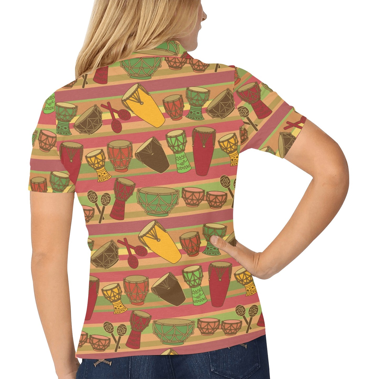 Percussion Neon Pattern Print Design 04 Women's Polo Shirt