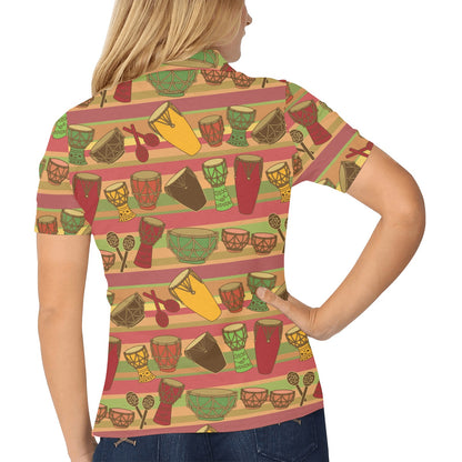 Percussion Neon Pattern Print Design 04 Women's Polo Shirt