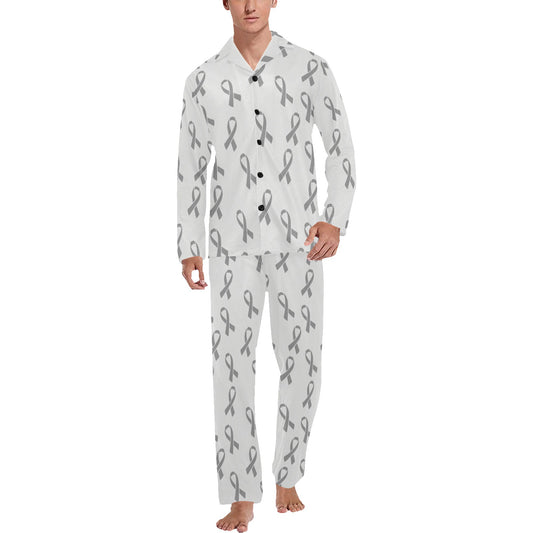 Brain cancer Pattern Print Design 01 Men's Long Pajama Set
