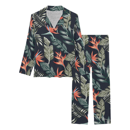 Bird Of Paradise Pattern Print Design BOP02 Women's Long Pajama Set