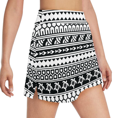 Samoan Pattern Print Design LKS303 17" Golf & Pickleball Skort with Pockets