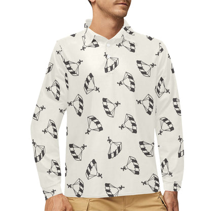 Skydiver Print Design LKS301 Long Sleeve Polo Shirt For Men's