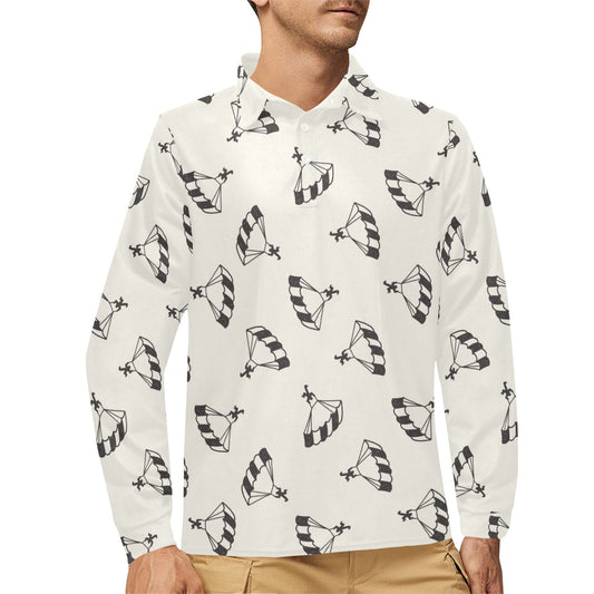 Skydiver Print Design LKS301 Long Sleeve Polo Shirt For Men's