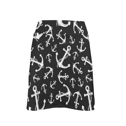 Anchor Black White 17" Golf & Pickleball Skort with Pockets