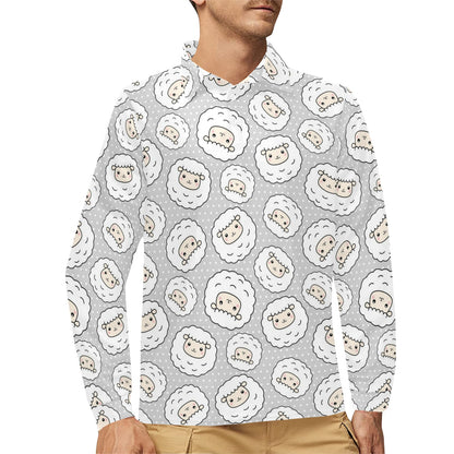 Sheep Print Design LKS401 Long Sleeve Polo Shirt For Men's