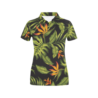 Bird Of Paradise Pattern Print Design BOP013 Women's Polo Shirt
