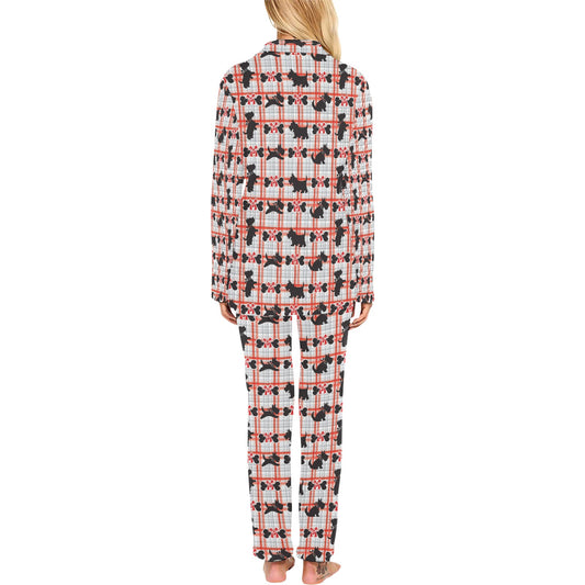 Scottish Terriers Print Design LKS3014 Women's Long Pajama Set