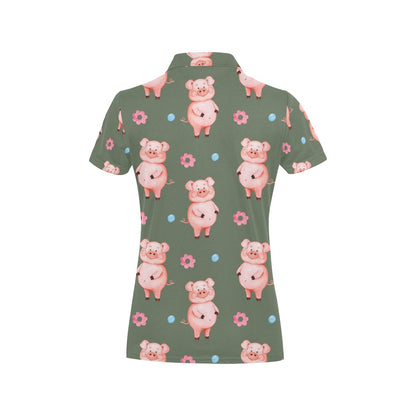 Pig Pattern Print Design 03 Women's Polo Shirt