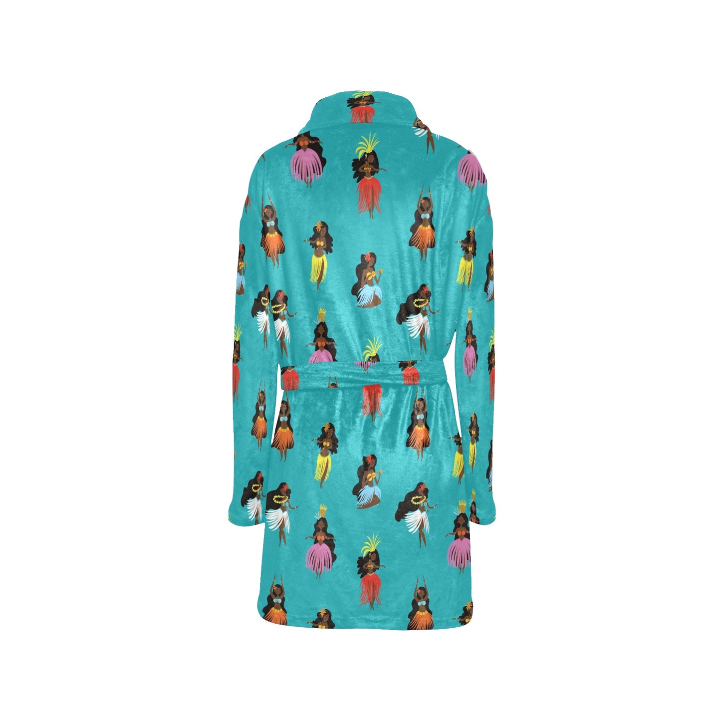 Hula Dancers Pattern Print Design 04 Women's Fleece Robe