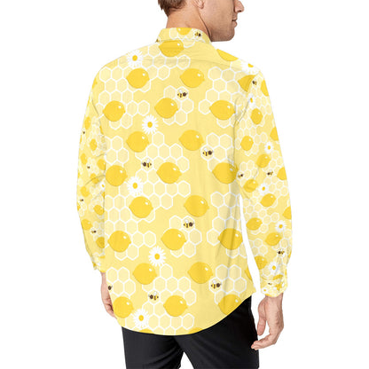 Honey Bee Honeycomb Print Design LKS3010 Men's Long Sleeve Dress Shirt