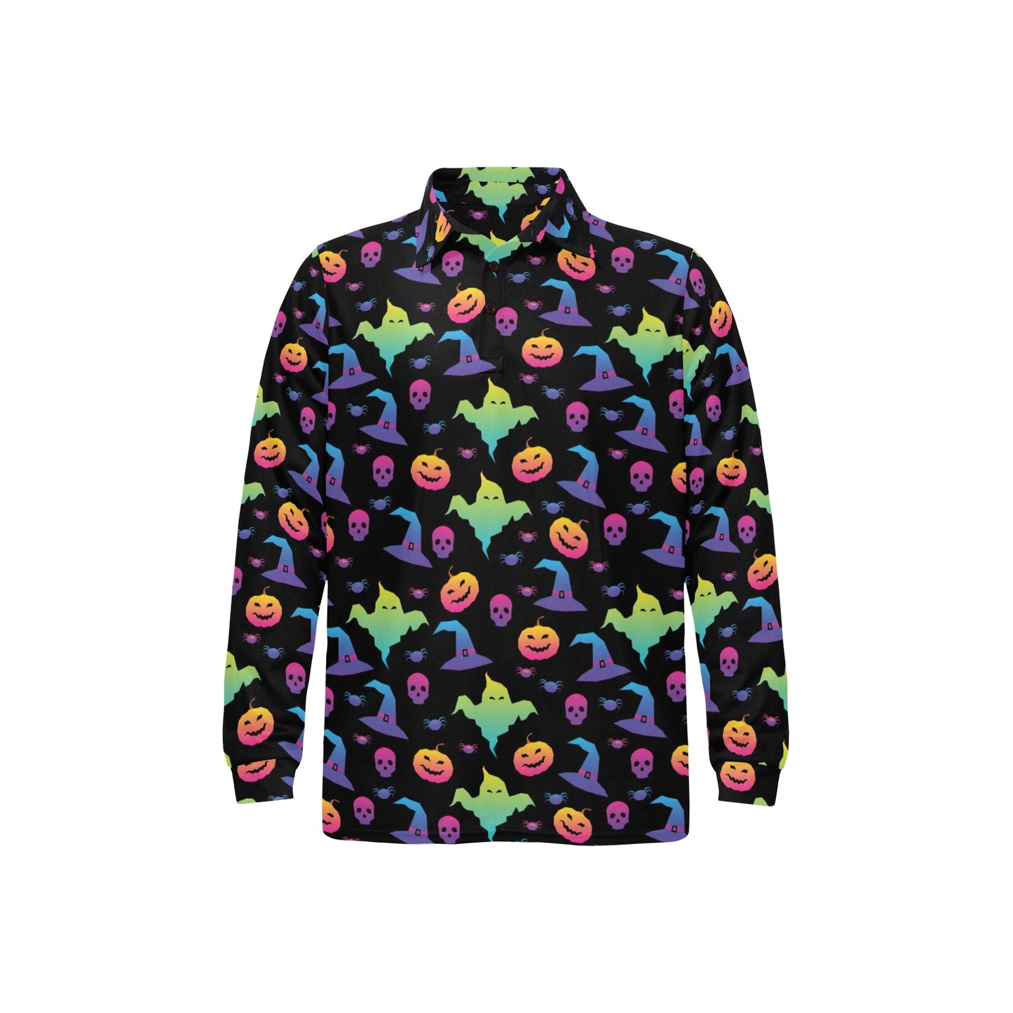 Halloween Print Design LKS404 Long Sleeve Polo Shirt For Men's