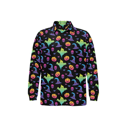 Halloween Print Design LKS404 Long Sleeve Polo Shirt For Men's
