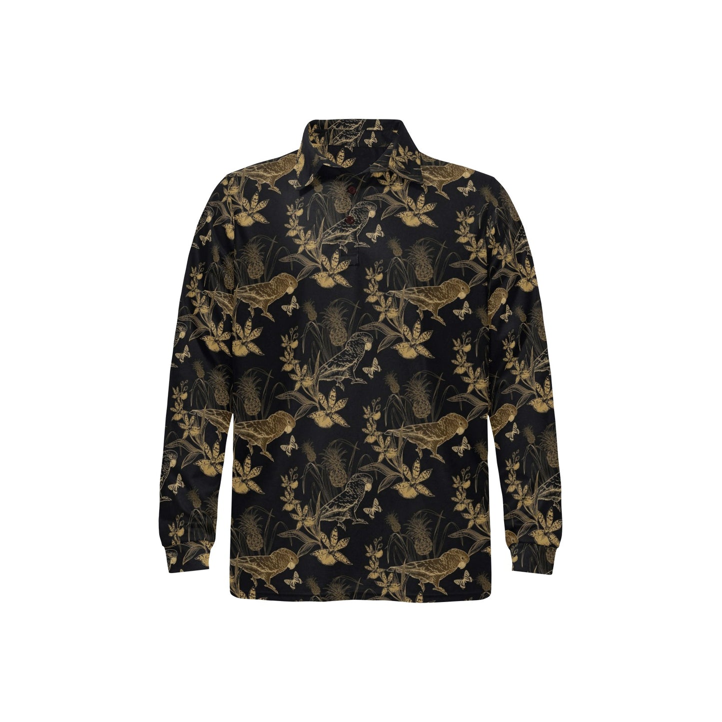 Parakeet Pattern Print Design A05 Long Sleeve Polo Shirt For Men's