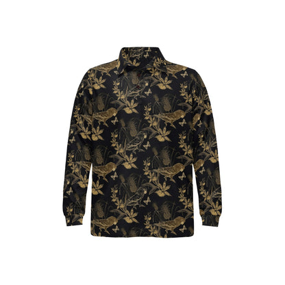 Parakeet Pattern Print Design A05 Long Sleeve Polo Shirt For Men's