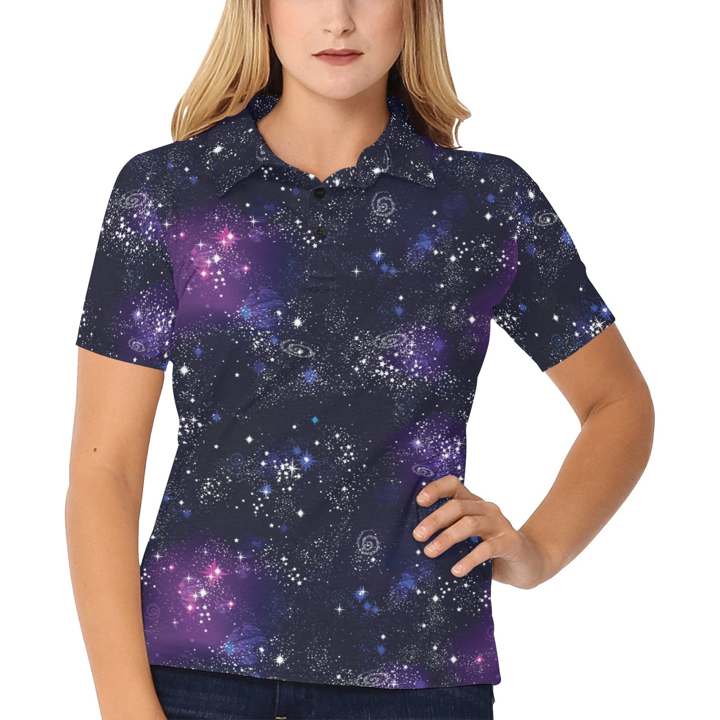 Cosmic Pattern Print Design 03 Women's Polo Shirt