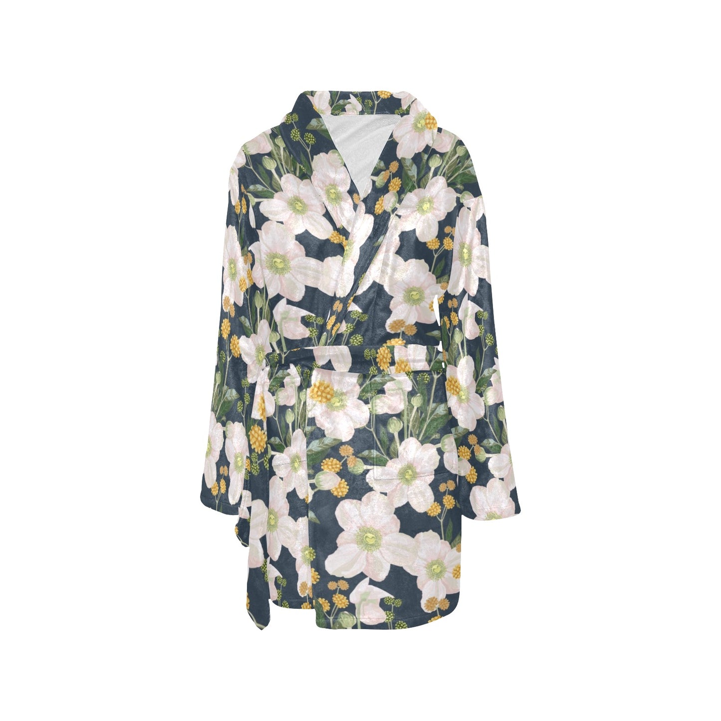 Anemone Pattern Print Design AM04 Women's Fleece Robe