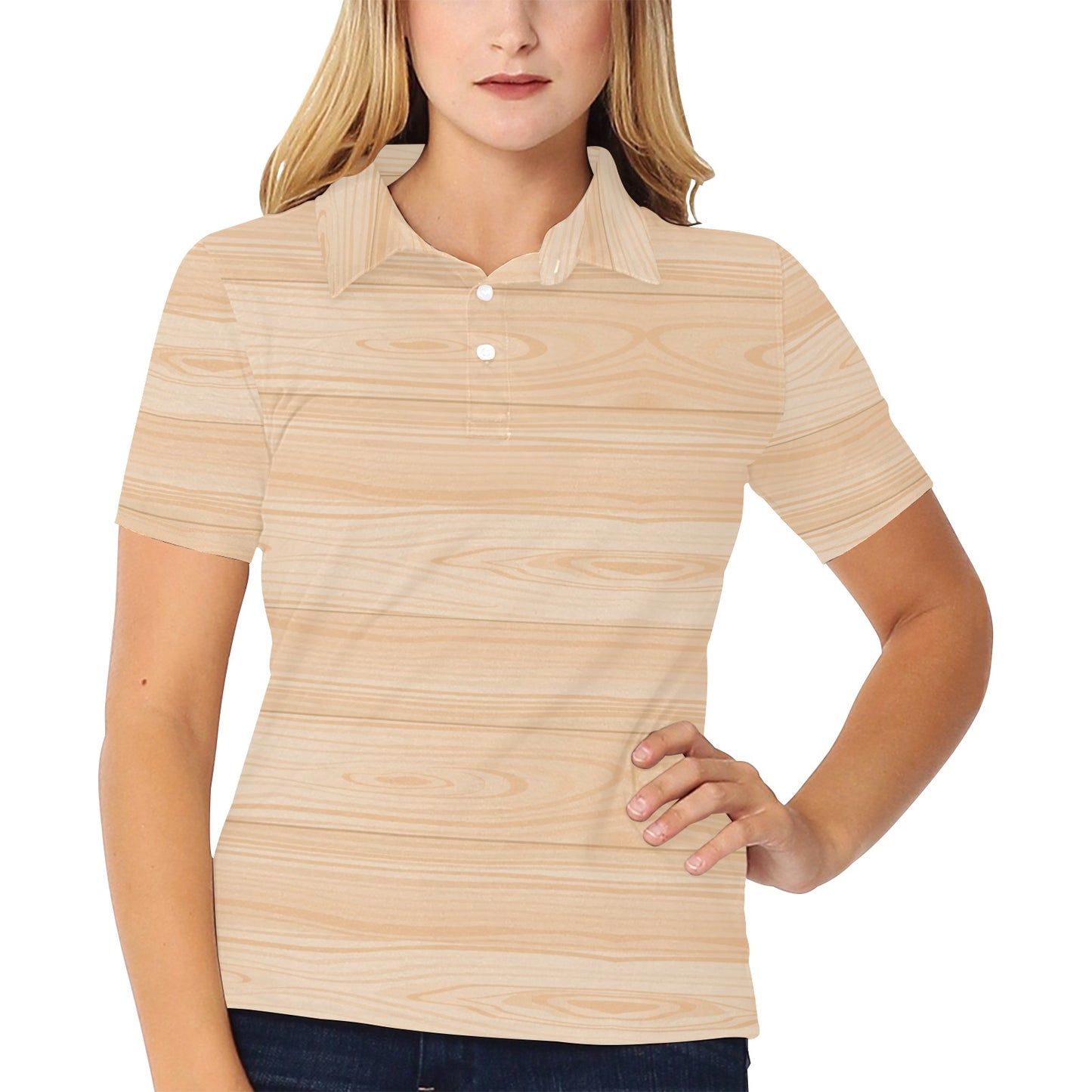 Wood Texture Print Design LKS302 Women's Polo Shirt