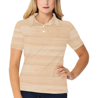 Wood Texture Print Design LKS302 Women's Polo Shirt