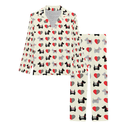 Scottish Terriers Print Design LKS3010 Women's Long Pajama Set