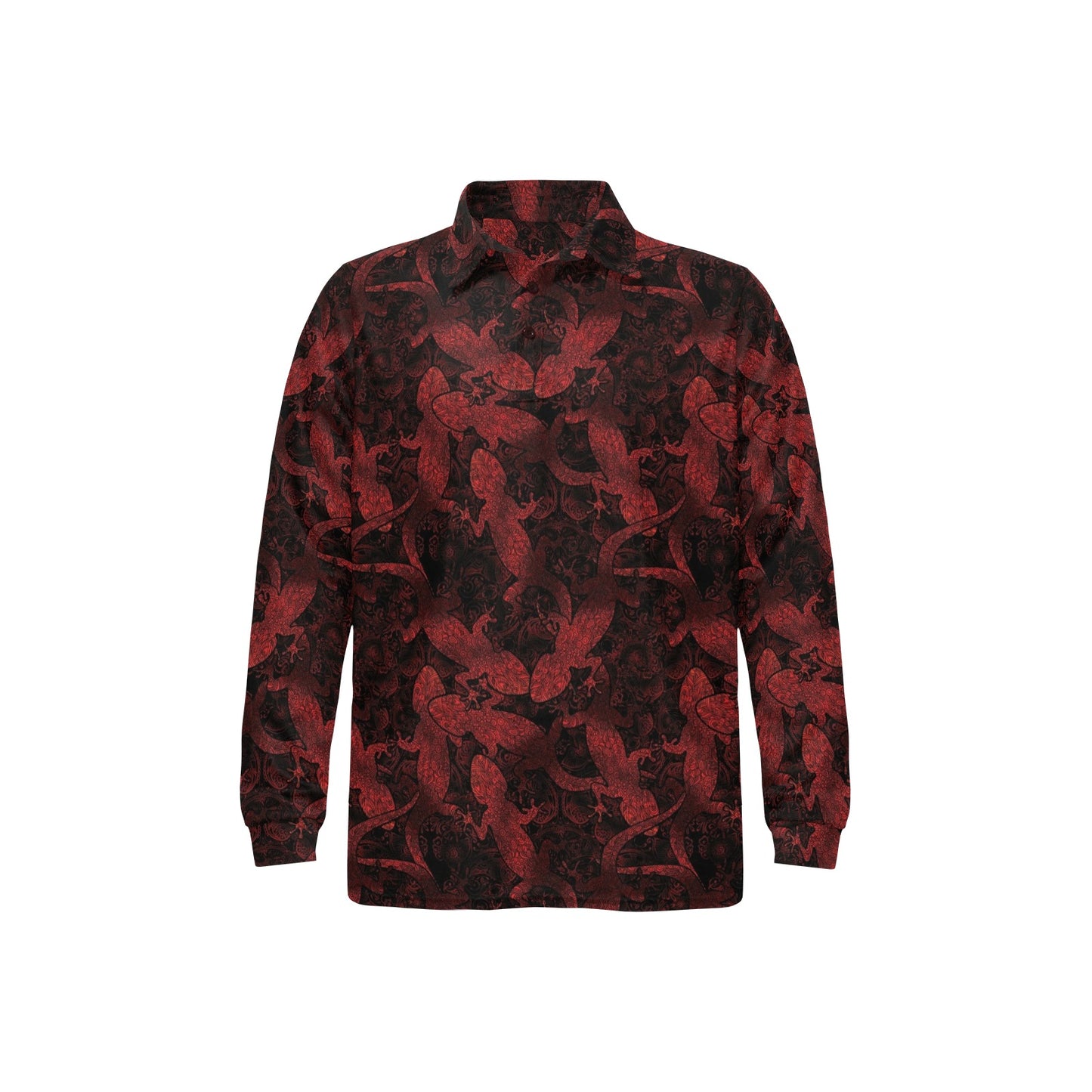 Gecko Pattern Print Design 04 Long Sleeve Polo Shirt For Men's