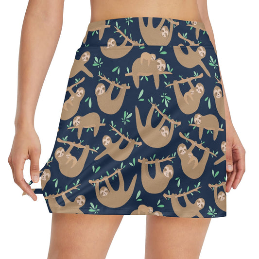 Sloth Print Design LKS307 17" Golf & Pickleball Skort with Pockets