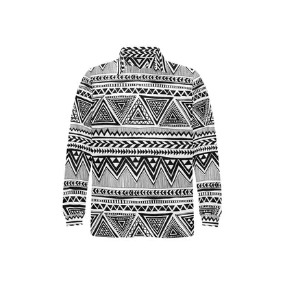 Draw Tribal Aztec Long Sleeve Polo Shirt For Men's