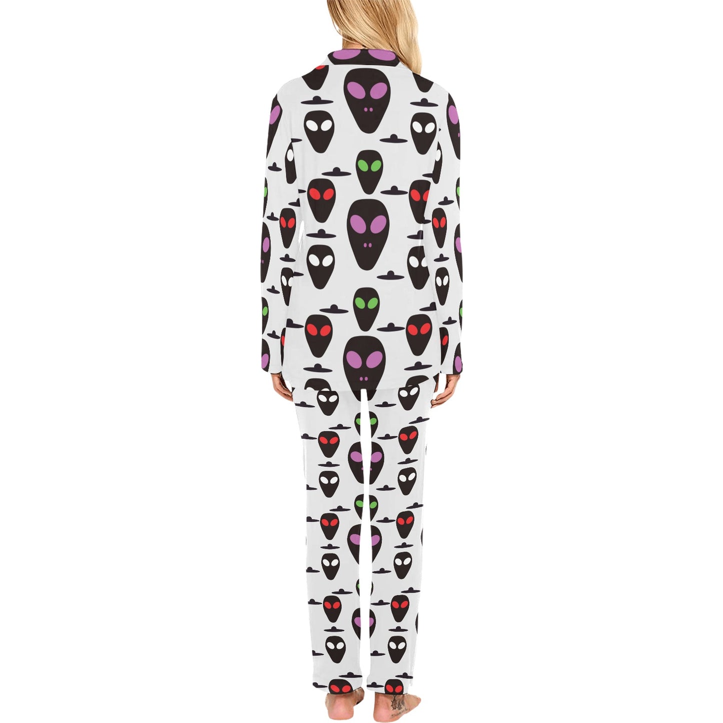 Alien Pattern Print Design 06 Women's Long Pajama Set