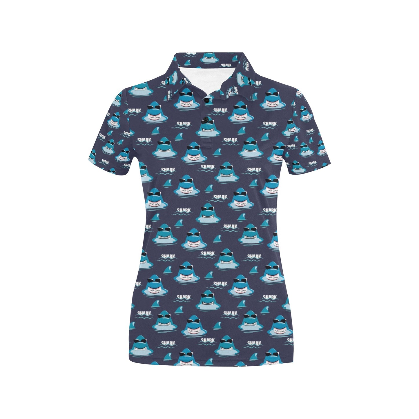 Shark Print Design LKS309 Women's Polo Shirt