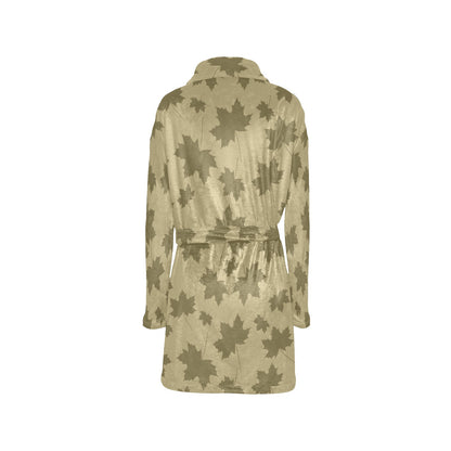Maple Leaf Pattern Print Design 01 Women's Fleece Robe