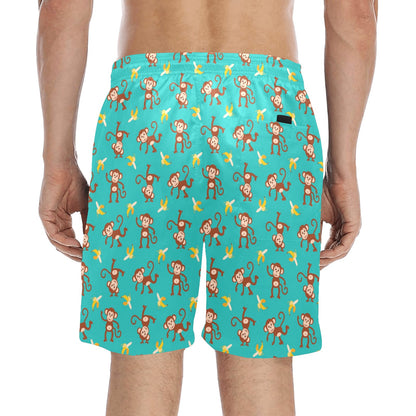 Monkey Banana Design Themed Print Men's Swim Trunks Beach Shorts