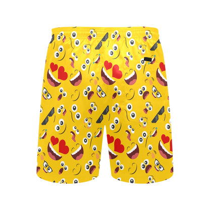 Emoji Face Print Pattern Men's Swim Trunks Beach Shorts