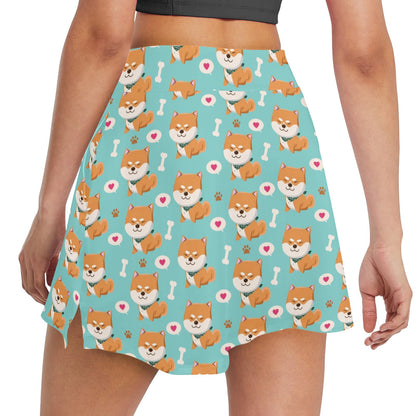 Shiba Inu Print Design LKS3013 17" Golf & Pickleball Skort with Pockets