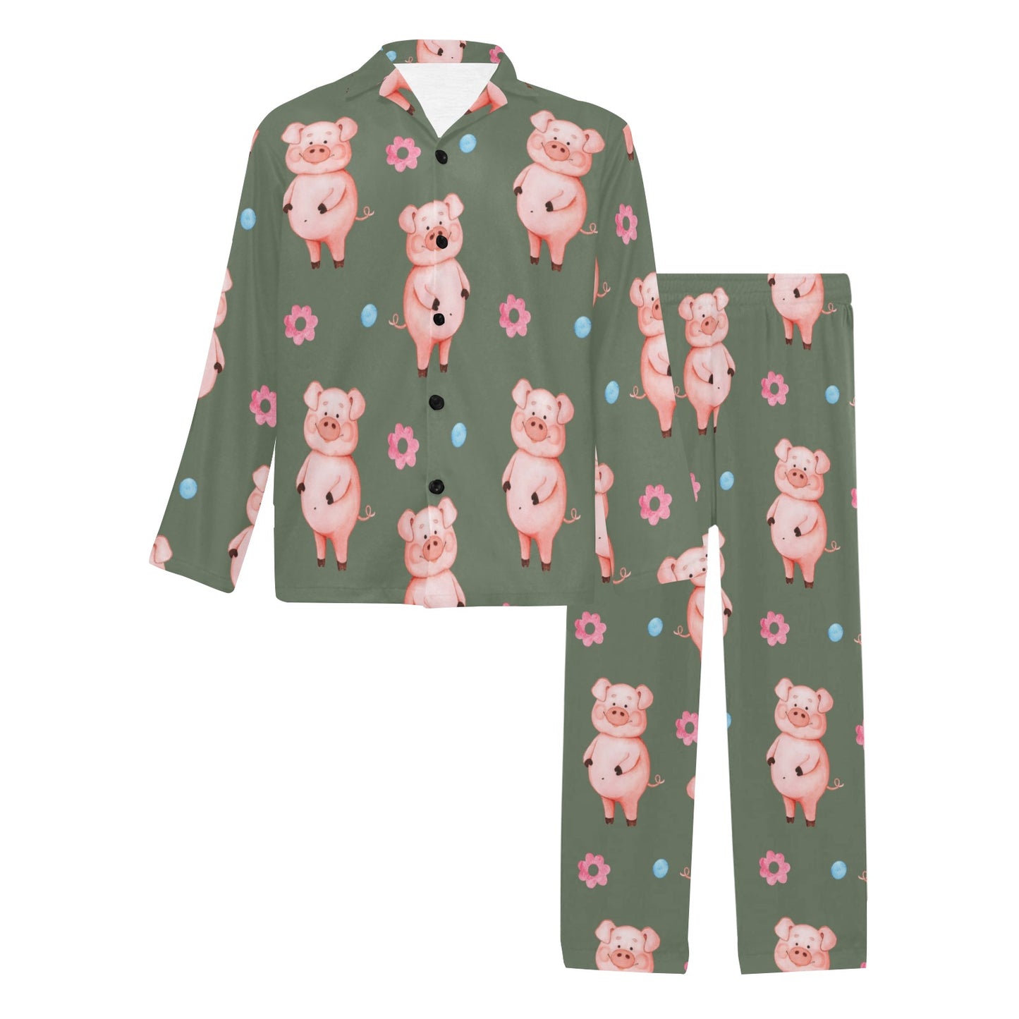 Pig Pattern Print Design 03 Men's Long Pajama Set