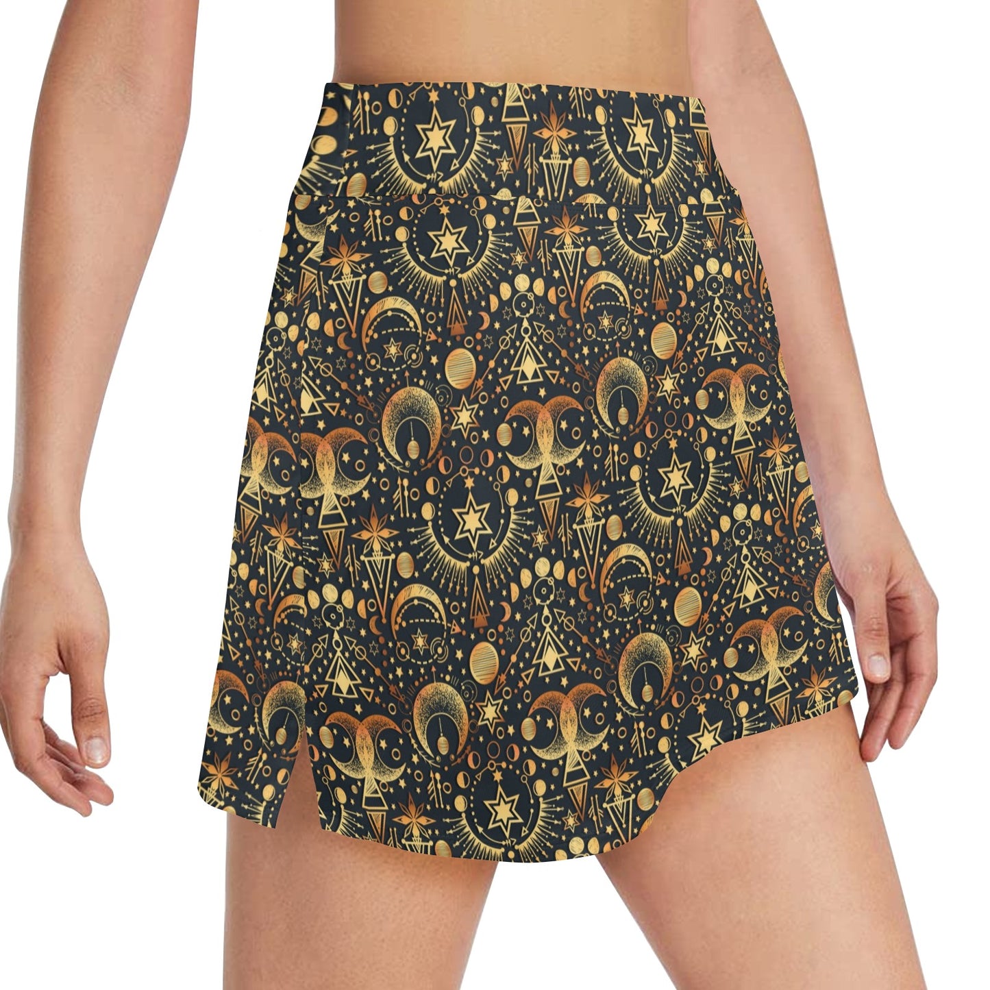Sun Moon Print Design LKS308 17" Golf & Pickleball Skort with Pockets